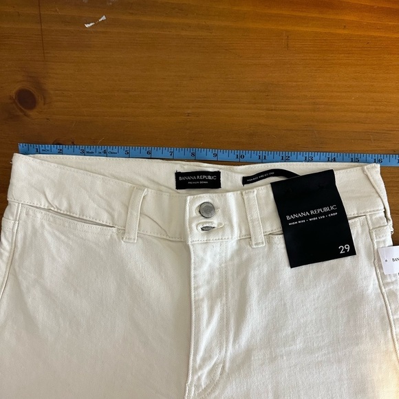 Banana Republic High Rise Wide Leg Cream Off White Crop Jean Womens 29 NWT - Picture 5 of 9